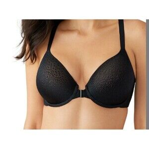 Wacoal Back Appeal T-Shirt Bra Front Closure Underwire 853403 Black Sz 36DD